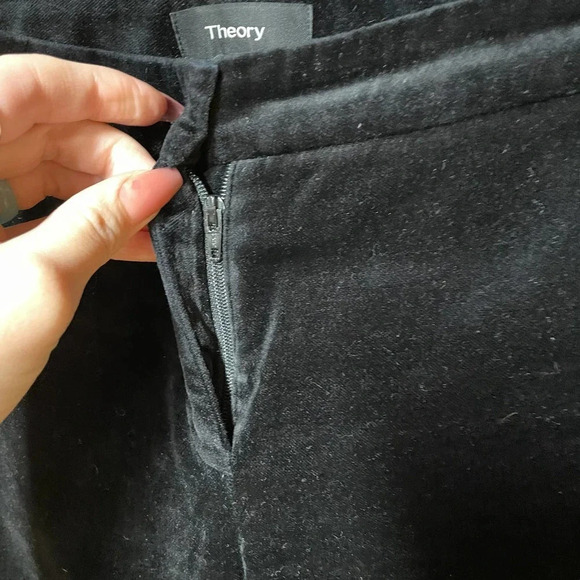 Theory Caroleena Black Velvet Flared Pants Size 0 - Picture 5 of 8